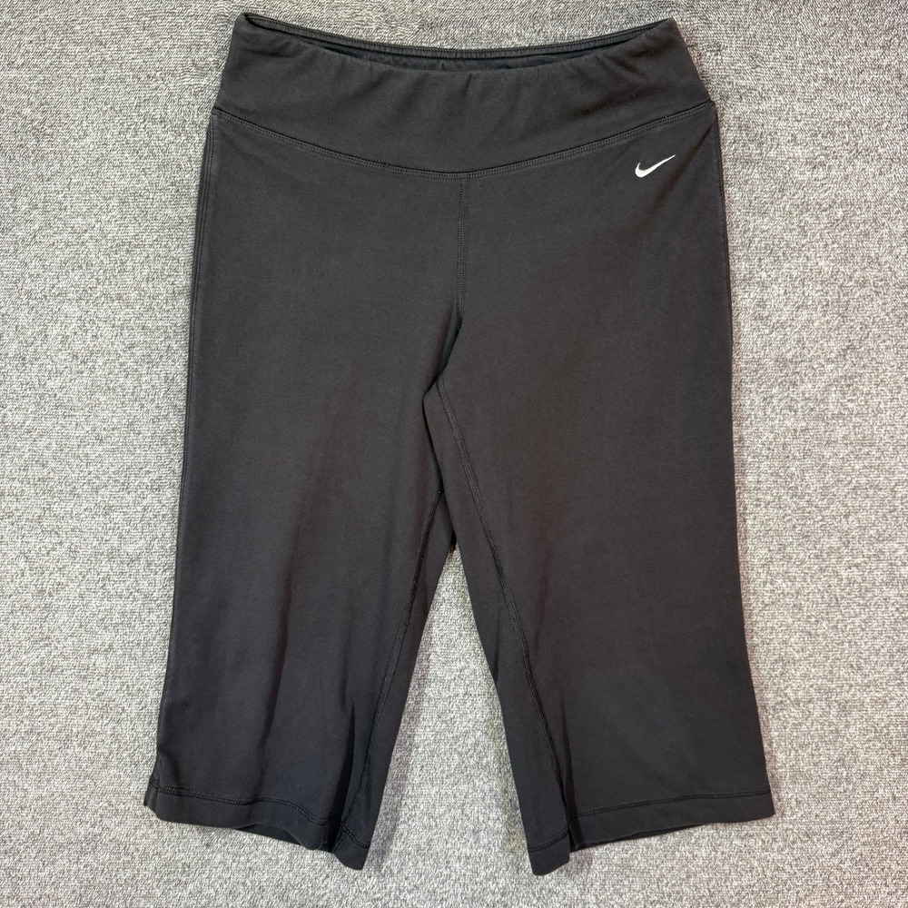 Nike Capri Leggings Dri-FIT Women Black Athletic Workout Crop Pants Size M